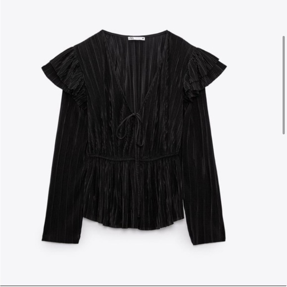 NWT ZARA Ruffled Pleated Blouse Sz M Goth Fairy Witchy - Picture 6 of 15